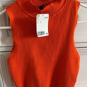 H&M Sleeveless Ribbed Knit Top - Orange